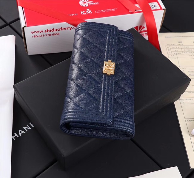 Chanel Calfskin Leather & Gold-Tone Metal A80286 blue