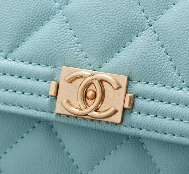 Chanel Calfskin Leather & Gold-Tone Metal A80286 sky blue