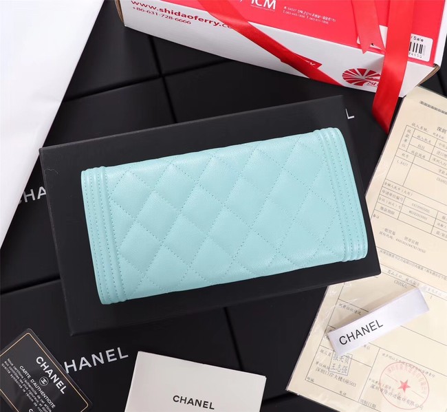 Chanel Calfskin Leather & Gold-Tone Metal A80286 sky blue