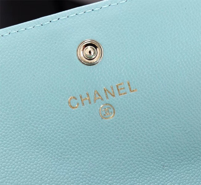 Chanel Calfskin Leather & Gold-Tone Metal A80286 sky blue