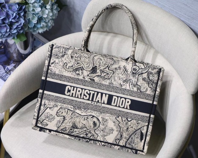 DIOR BOOK TOTE BAG IN EMBROIDERED CANVAS C1287