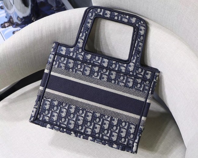 DIOR TOTE BAG IN EMBROIDERED CANVAS C1288 blue