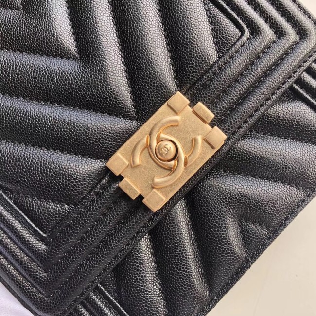 Boy chanel handbag Grained Calfskin & Gold-Tone Metal VS0130 black