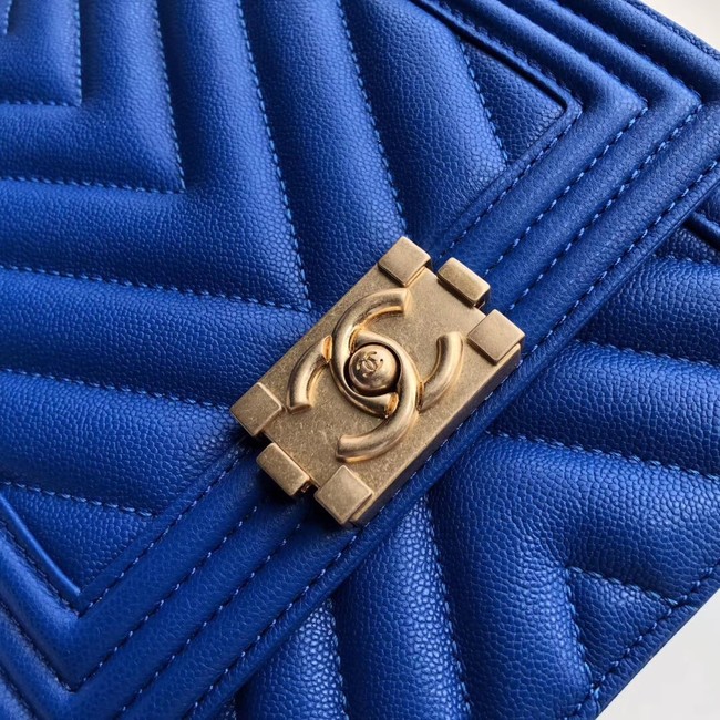 Boy chanel handbag Grained Calfskin & Gold-Tone Metal VS0130 blue