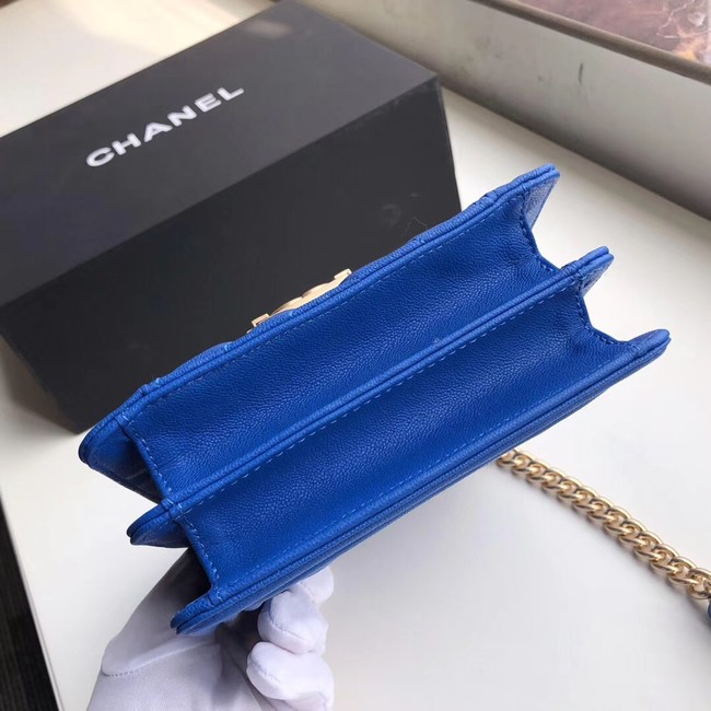 Boy chanel handbag Grained Calfskin & Gold-Tone Metal VS0130 blue