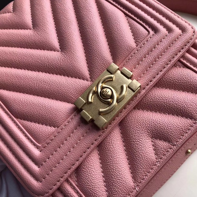Boy chanel handbag Grained Calfskin & Gold-Tone Metal VS0130 pink