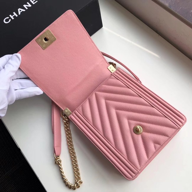 Boy chanel handbag Grained Calfskin & Gold-Tone Metal VS0130 pink