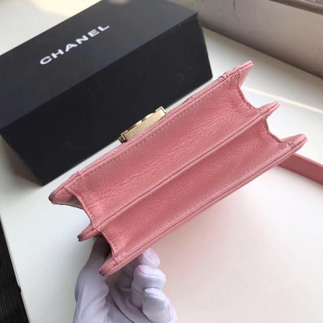 Boy chanel handbag Grained Calfskin & Gold-Tone Metal VS0130 pink