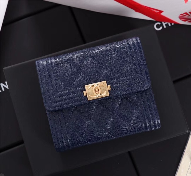 Chanel Calfskin Leather & Gold-Tone Metal A80734 blue