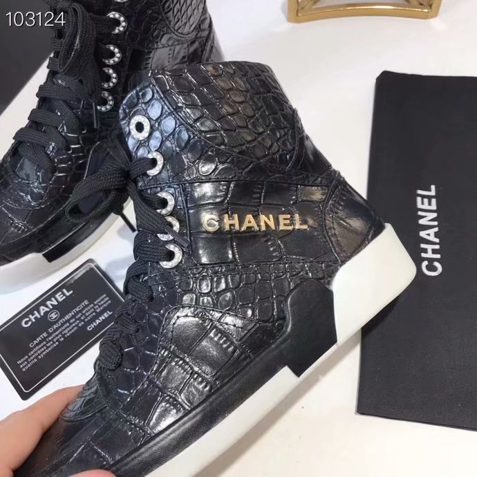 Chanel Shoes Crocodile CH2535JYX Black