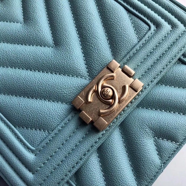 Boy chanel handbag Grained Calfskin & Gold-Tone Metal VS0130 sky blue