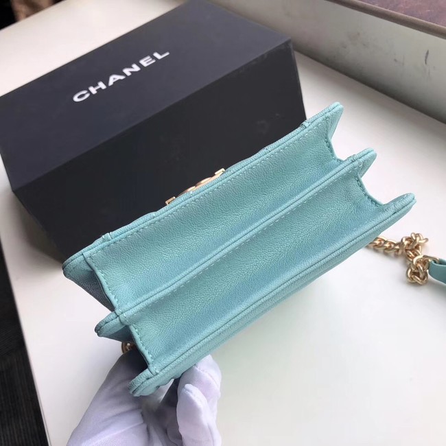 Boy chanel handbag Grained Calfskin & Gold-Tone Metal VS0130 sky blue