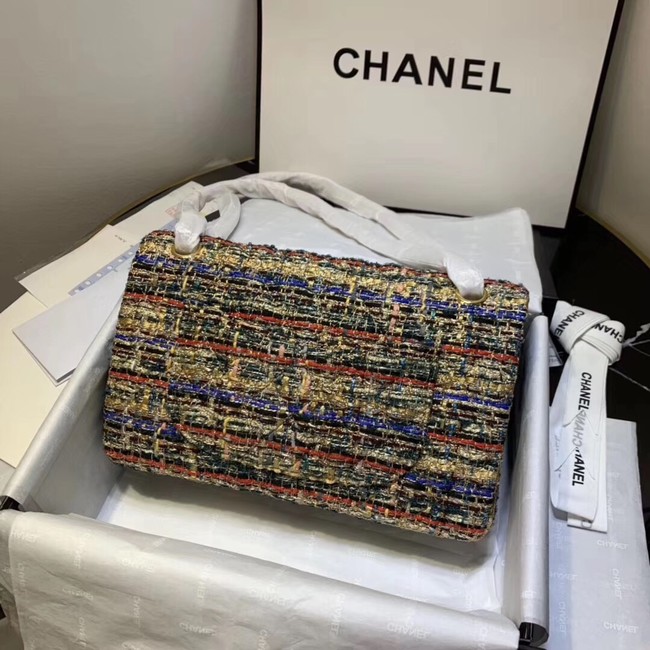 CHANEL Tweed Calfskin -Tone & Gold-Tone Metal 1112 apricot