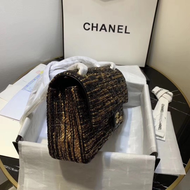 CHANEL Tweed Calfskin -Tone & Gold-Tone Metal 1112 black