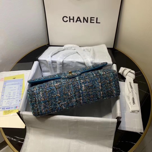 CHANEL Tweed Calfskin -Tone & Gold-Tone Metal 1112 blue