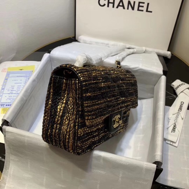 CHANEL Tweed Calfskin -Tone & Gold-Tone Metal 1116 black