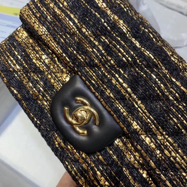 CHANEL Tweed Calfskin -Tone & Gold-Tone Metal 1116 black