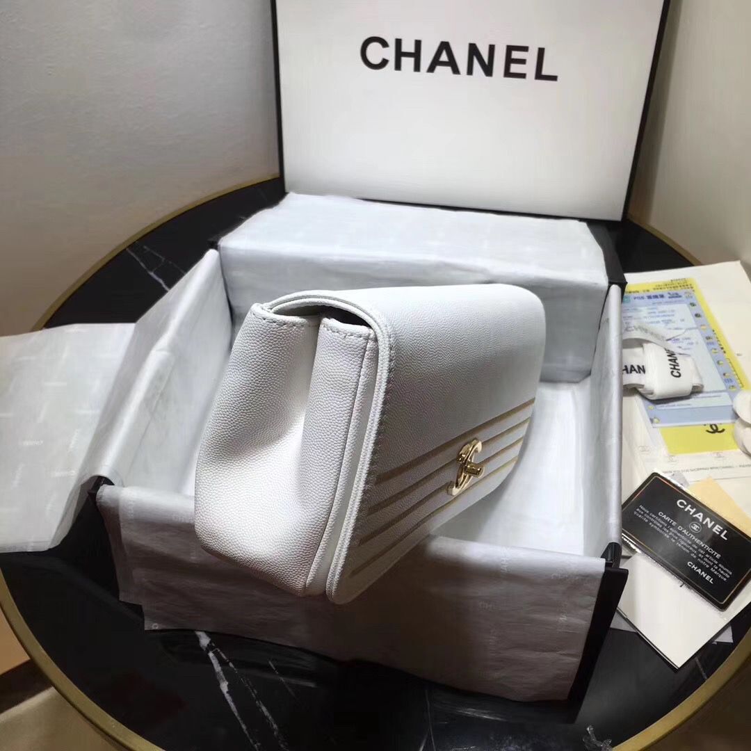 Chanel Handbag Caviar Original Leather C69468 White