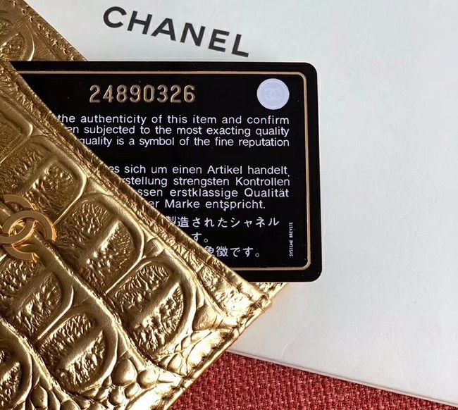 Chanel Calfskin & Gold-Tone Metal A31510 Gold