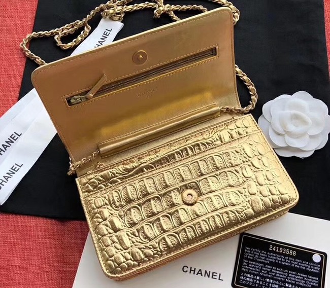 Chanel Calfskin & Gold-Tone Metal A33814 Gold