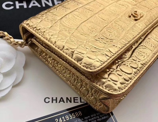 Chanel Calfskin & Gold-Tone Metal A33814 Gold