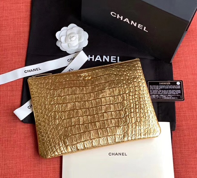 Chanel Calfskin & Gold-Tone Metal A82545 Gold