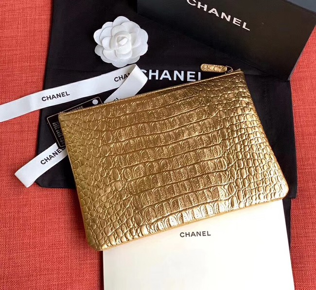 Chanel Calfskin & Gold-Tone Metal A82545 Gold