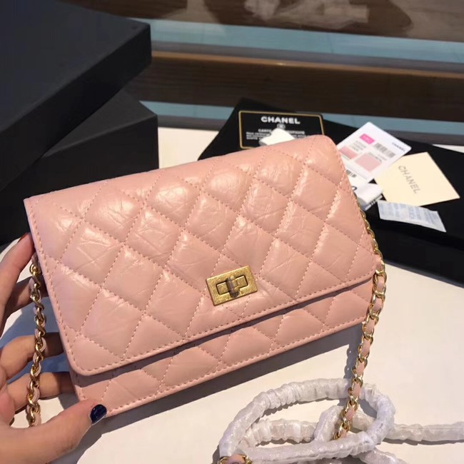 Chanel Calfskin & Gold-Tone Metal S33814 pink
