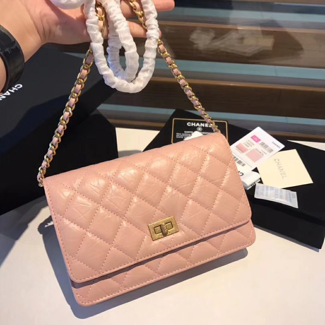 Chanel Calfskin & Gold-Tone Metal S33814 pink