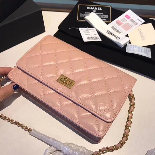 Chanel Calfskin & Gold-Tone Metal S33814 pink