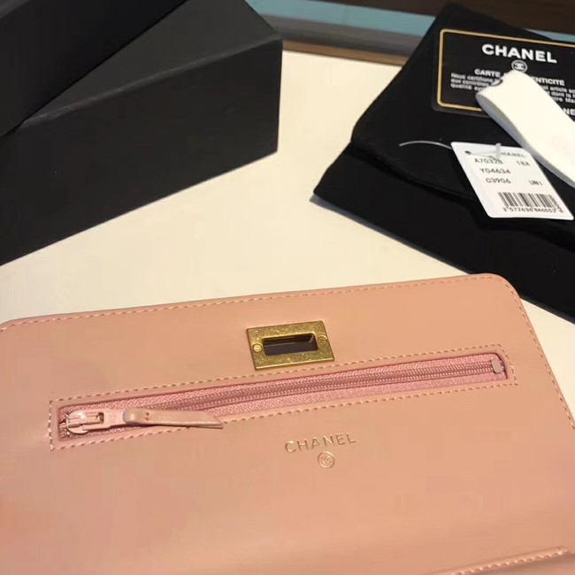 Chanel Calfskin & Gold-Tone Metal S33814 pink