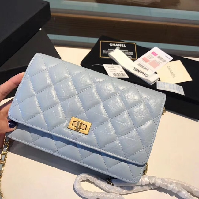 Chanel Calfskin & Gold-Tone Metal S33814 light blue