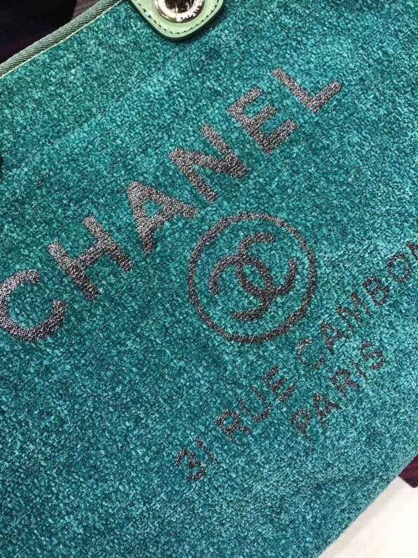 Chanel Canvas Shoulder Shopping Bag A2369 Green