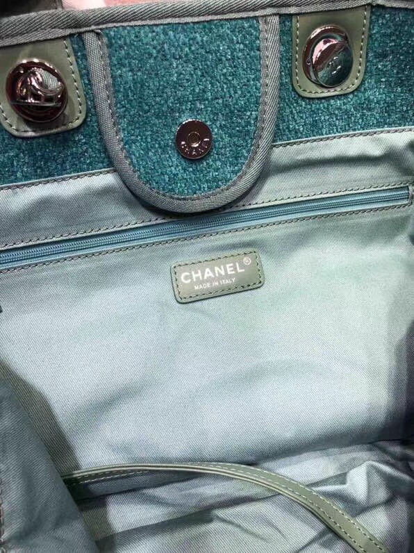 Chanel Canvas Shoulder Shopping Bag A2369 Green