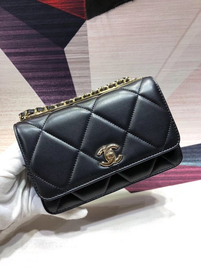 Chanel Original Leather Shoulder Bag Black A80982 Gold