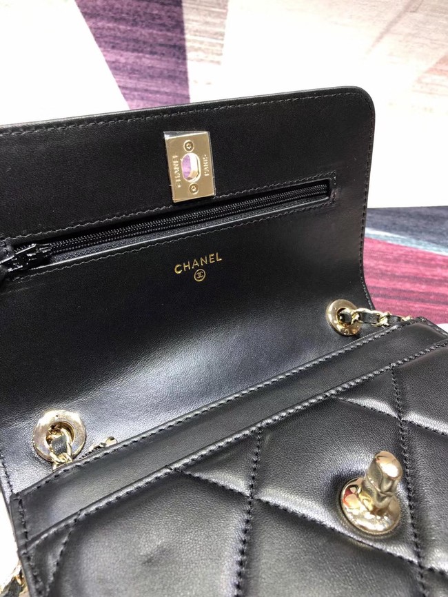 Chanel Original Leather Shoulder Bag Black A80982 Gold