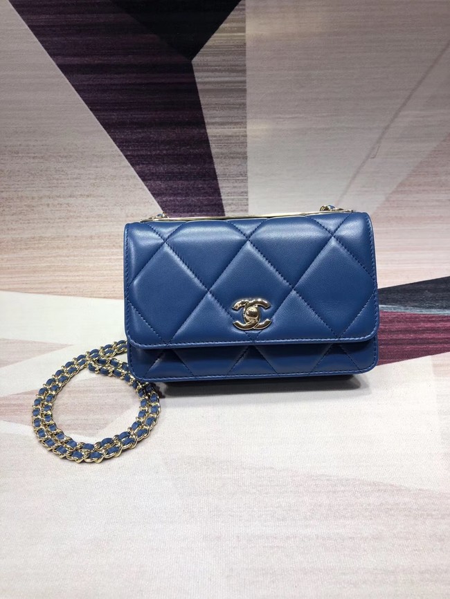 Chanel Original Leather Shoulder Bag Blue A80982 Gold