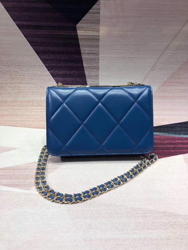 Chanel Original Leather Shoulder Bag Blue A80982 Gold