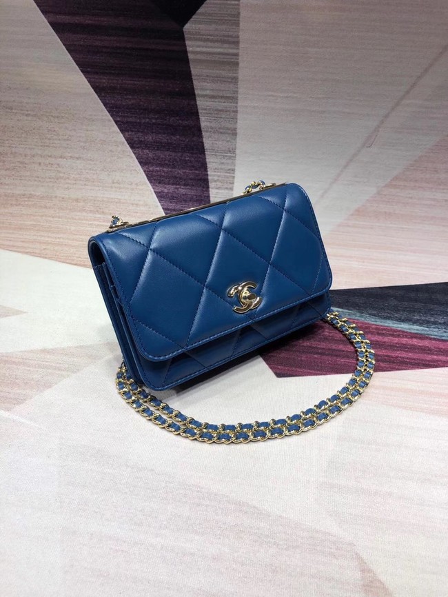 Chanel Original Leather Shoulder Bag Blue A80982 Gold