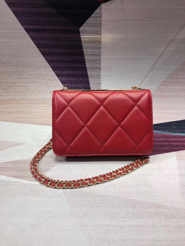 Chanel Original Leather Shoulder Bag Red A80982 Gold