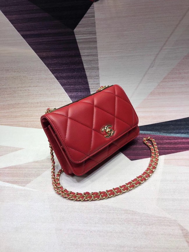 Chanel Original Leather Shoulder Bag Red A80982 Gold