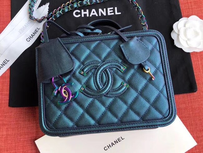 Chanel Original Leather Cosmetic Bag A93343 Blue