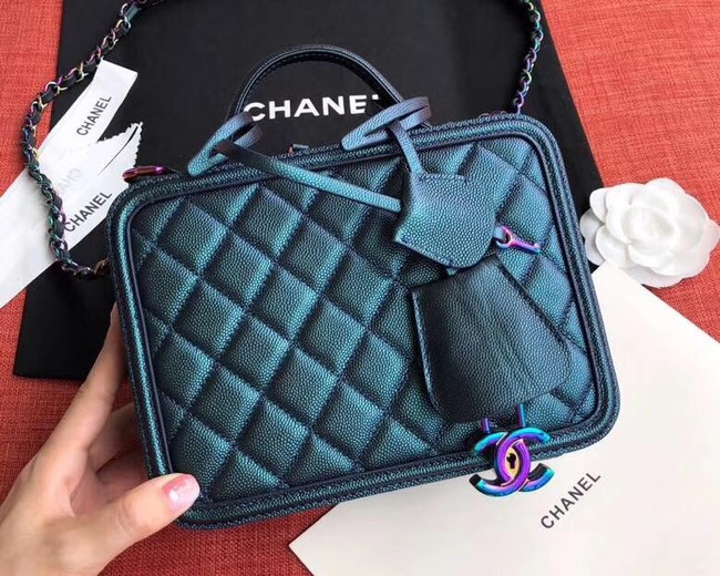 Chanel Original Leather Cosmetic Bag A93343 Blue