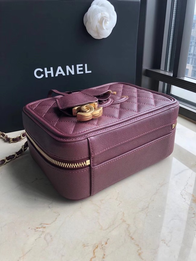 Chanel Original Leather Medium Cosmetic Bag 93443 Wine