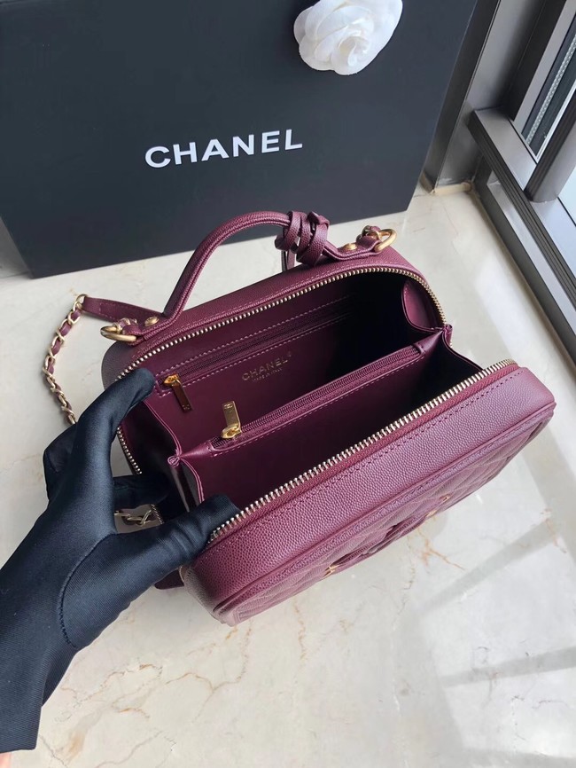 Chanel Original Leather Medium Cosmetic Bag 93443 Wine