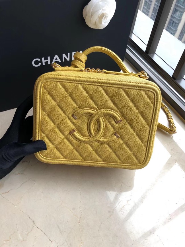 Chanel Original Leather Medium Cosmetic Bag 93443 Yellow