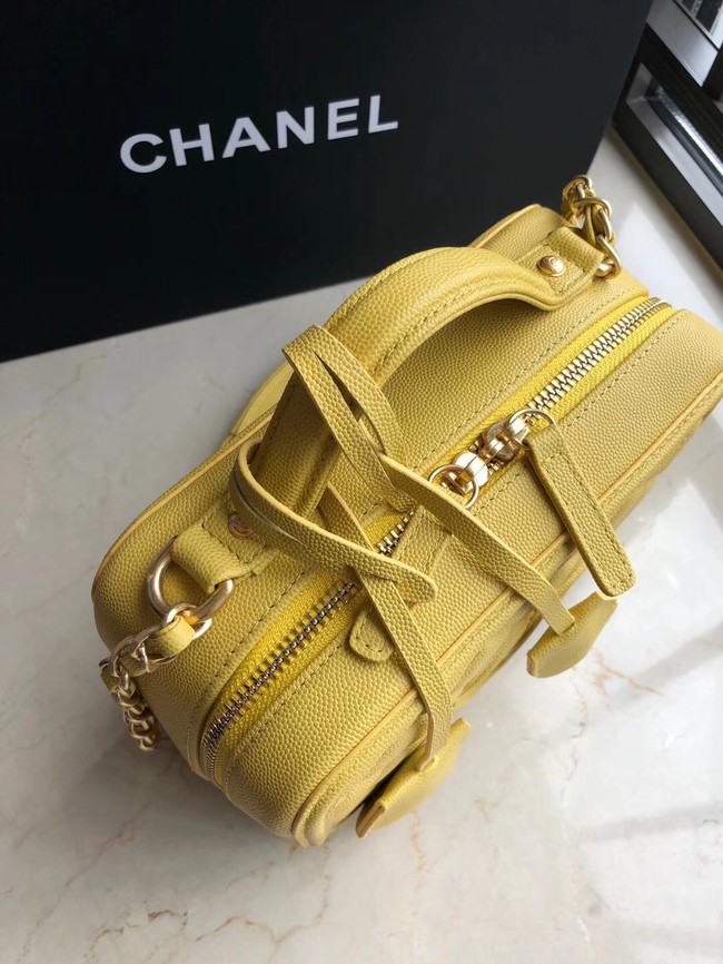 Chanel Original Leather Medium Cosmetic Bag 93443 Yellow