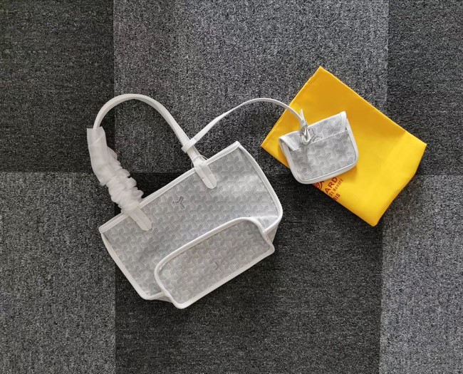 Goyard Calfskin Leather Mini Tote Bag 6782 Light Grey