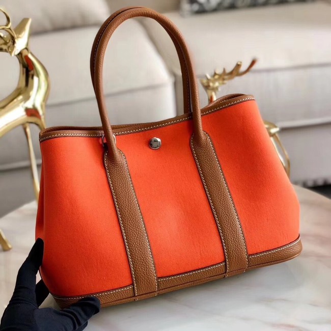 Hermes Garden Party 36cm Tote Bags Original Leather A3698 Orange