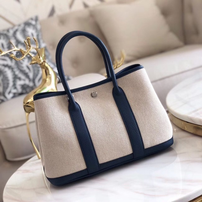 Hermes Garden Party 36cm Tote Bags Original Leather H3698 Dark Blue